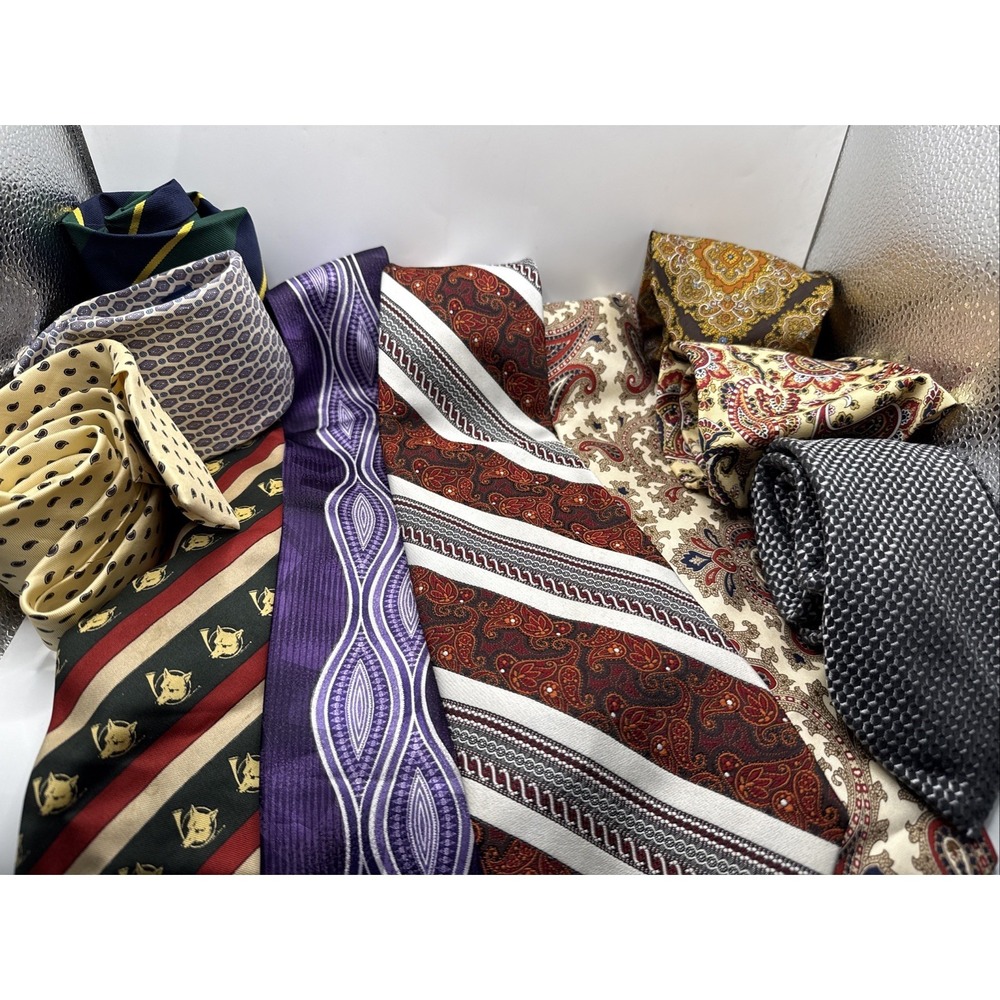 Lot Of 10 Men's Vintage Ties‎ Different Patterns/Solids/Stripes,Various Makers